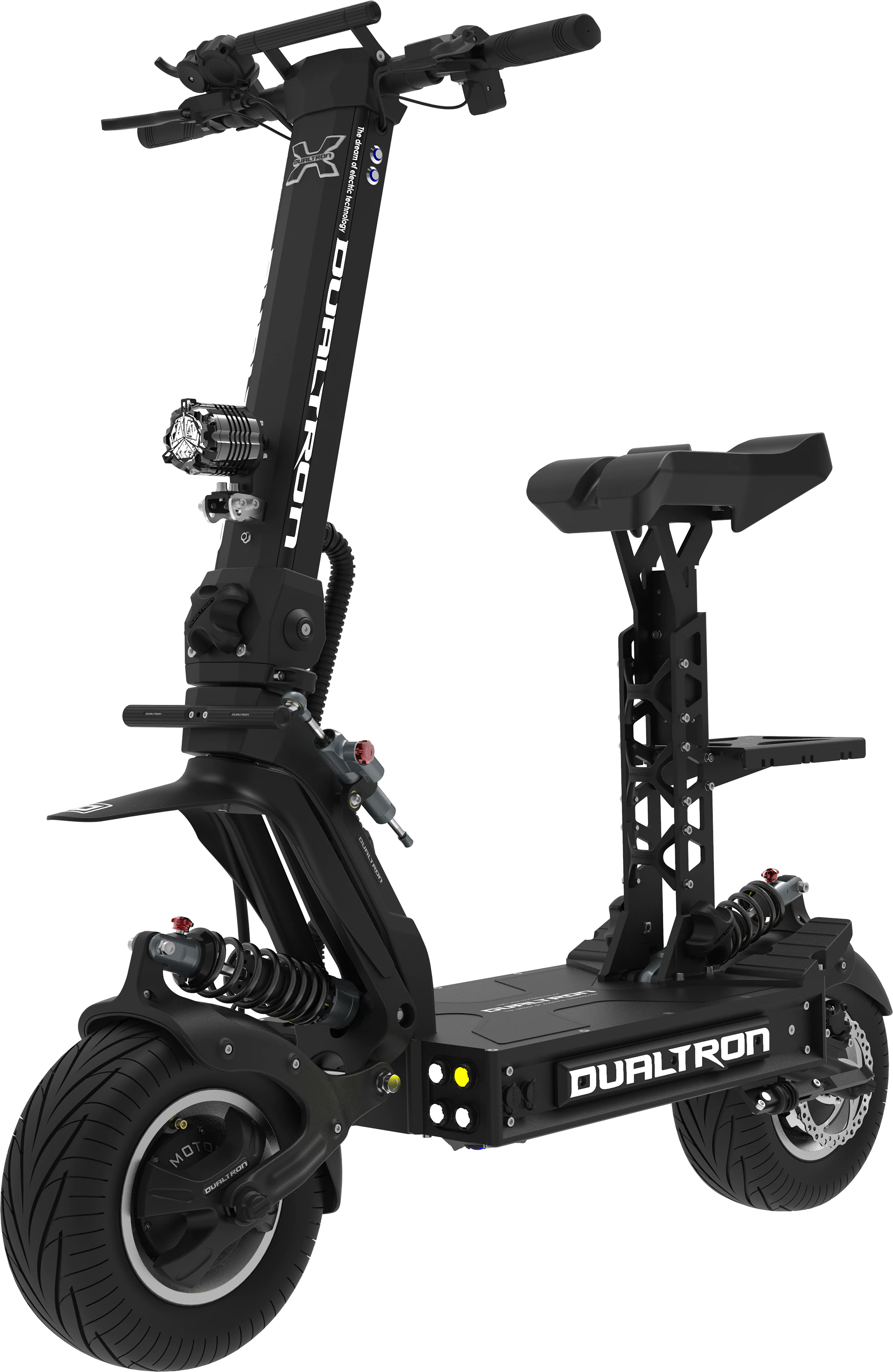 minimotors Dualtron x2 вид спереди с седлом